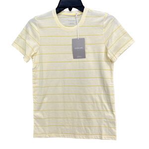Everlane Organic T Shirt Womens S Butter Yellow Stripe Tee Preppy‎ Casual NEW